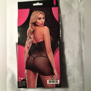 Black Fishnet and lace minidress